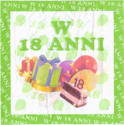 SET 36 PEZZI TOVAGLIOLI DI CARTA FESTE 18 ANNI VERDE BIANCO 33X33CM USA E GETTA Casa e cucina/Hobby creativi/Materiali per hobby creativi/Forniture per feste/Stoviglie/Tovaglioli Trade Shop italia - Napoli, Commerciovirtuoso.it