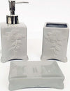 SET 3PZ BAGNO GRIGIO FIORI FLOLREALE CERAMICA DISPENSER SAPONE PORTA SAPONETTA BICCHIERE SPAZZOLINI  Trade Shop italia - Napoli, Commerciovirtuoso.it