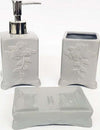 Set-3pz-Bagno-Grigio-Fiori-Flolreale-Ceramica-Dispenser-Sapone-Porta-Saponetta-Bicchiere-Spazzolini
