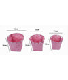 Set 3pz Cestini Rotondi Portaoggetti In Tessuto Rosa Per Bagno Casa Cucina 79047