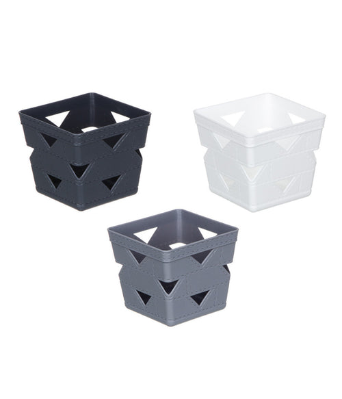 Set 3pz Cesto Cestino Porta Tutto Oggetti Organizzatore Quadrato 10x10x9cm 10712