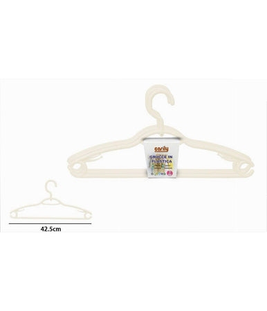 Set 3pz Grucce In Plastica Stampelle Appendi Abiti Pantaloni Giacche Beige 79331