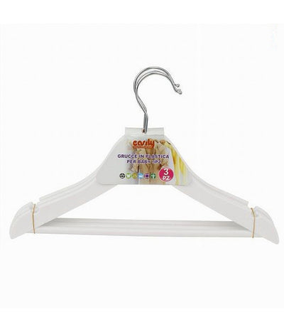 Set 3pz Grucce Stampelle Appendiabiti Vestiti Pantaloni Per Bambini Bianco 79313