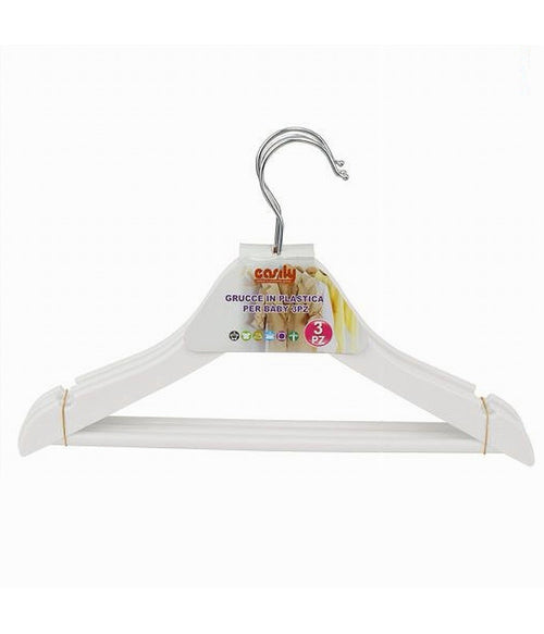 Set 3pz Grucce Stampelle Appendiabiti Vestiti Pantaloni Per Bambini Bianco 79313
