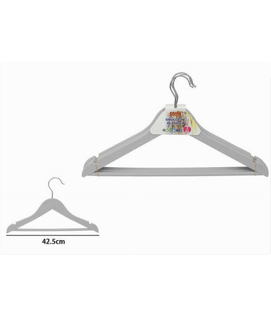 Set 3pz Grucce Stampelle In Plastica Appendiabiti Vestiti Pantaloni Grigio 79315
