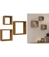 Set 3pz Mensole Da Parete A Cubo Moderne Design Quadrato Effetto Legno 2 Ripiani