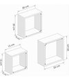Set 3pz Mensole Da Parete A Cubo Moderne Design Quadrato Effetto Legno 2 Ripiani