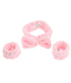 Set 3pz Polsini Fascia Capelli Con Fiocco Colorati Lavaggi Viso Trattamenti 10754