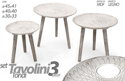 Set 3pz Tavolini Piedi Legno Salotto Giardino Anticati Ø45-40-30cm Tondi 783982 Giardino e giardinaggio/Arredamento da giardino e accessori/Tavoli e tavolini/Tavolini da appoggio Trade Shop italia - Napoli, Commerciovirtuoso.it