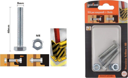 Set 3pz Vite Viti Per Esterno A Testa Esagonali 8 X 40 Mm Con Dadi Dado M8 90921 Fai da te/Ferramenta/Chiodi viti ed elementi di fissaggio/Kit di bulloni e dadi Trade Shop italia - Napoli, Commerciovirtuoso.it