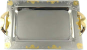 Set 3x Vassoi In Acciaio Inox 18/10 Tris Vassoi Serie Oro Con Manici Decorati Oro 18 Kt Casa e cucina/Stoviglie/Piatti ciotole e vassoi/Piatti per servire/Vassoi/Vassoi da portata L’Orchidea - Siderno, Commerciovirtuoso.it
