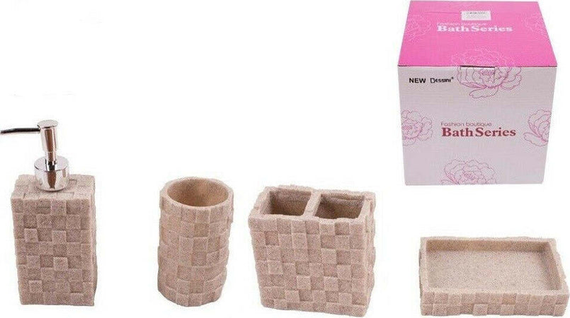 Set 4 Accessori Bagno Ss0007 In Ceramica Portasapone Porta Spazzolino Dispenser Casa e cucina/Bagno/Accessori per il bagno/Set di accessori per il bagno Trade Shop italia - Napoli, Commerciovirtuoso.it
