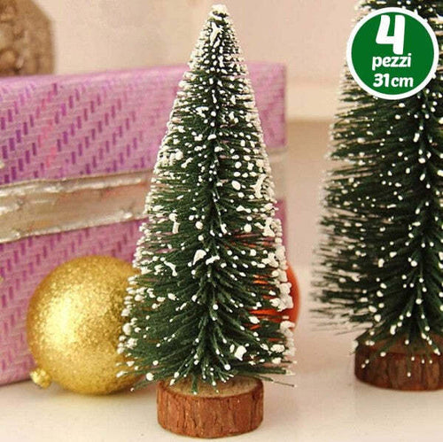 Set-4-Alberelli-Innevati-Mini-Albero-Natale-31cm-Decorazioni-Addobbi-Natalizi