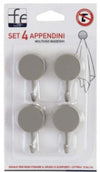 Set 4 appendini multiuso biadesivi in plastica tortora