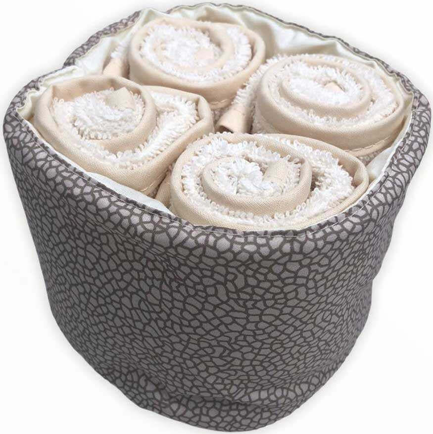 Cestino Con 4 Lavette In Spugna 30x30 Cm | Colore Avorio | Per Ospiti E Bagno - Foto 3