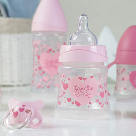 Set 4 Biberon + Ciuccio Suavinex Infinite Love Rosa Prima infanzia/Allattamento e pappa/Allattamento con biberon/Set di biberon La Casa Del Bebè - Napoli, Commerciovirtuoso.it