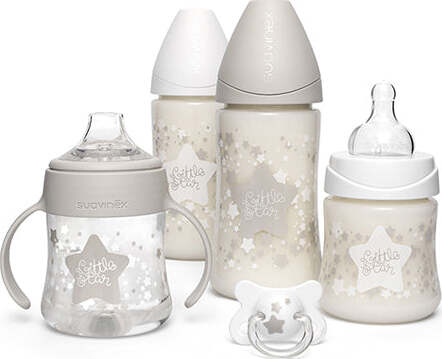 Set 4 Biberon + Ciuccio Suavinex Little Star Bianco Prima infanzia/Allattamento e pappa/Allattamento con biberon/Set di biberon La Casa Del Bebè - Napoli, Commerciovirtuoso.it
