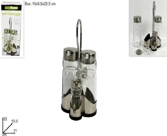 SET 4 BOTTIGLIE MENAGE PER OLIO ACETO SALE PEPE TAPPO IN VETRO ACCIAIO DOSATORE Casa e cucina/Organizzazione interni/Contenitori e barattoli da cucina/Dosatori e contenitori/Set sale e pepe Trade Shop italia - Napoli, Commerciovirtuoso.it