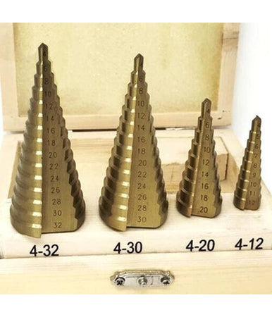 Set 4 Frese Coniche Da 4 A 32 Mm Fresa Conica A Scalini Per Trapano Allargafori