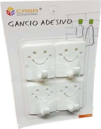 Set-4-Ganci-Appendini-Da-Parete-Adesive-Casa-Cucina-Bagno-Attaccapanni-Smile