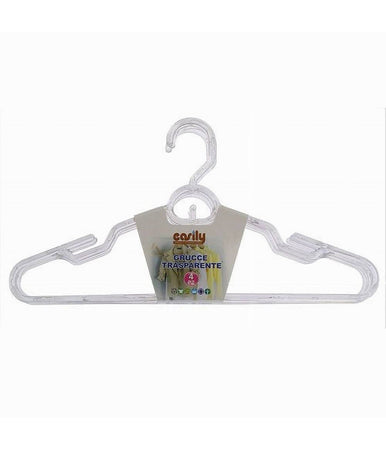 Set 4 Grucce Stampelle Plastica Trasparente Appendiabiti Vestiti Pantaloni 87003