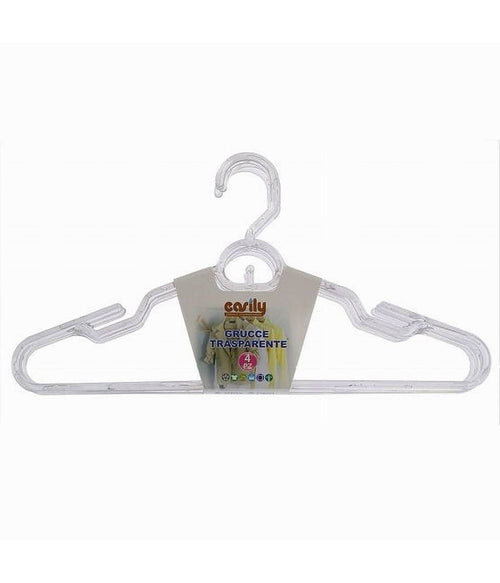 Set 4 Grucce Stampelle Plastica Trasparente Appendiabiti Vestiti Pantaloni 87003