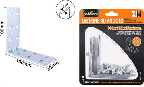 Set 4 Lastrine Lastrina Ad Angolo Angolare 100x100x30x2mm Con Viti Mobili 57126 Fai da te/Ferramenta/Chiodi viti ed elementi di fissaggio/Staffa Trade Shop italia - Napoli, Commerciovirtuoso.it