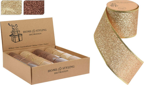 Set 4 Nastro in tessuto natalizio per decorazioni Marrone e Oro Brillantinato 270 cm Casa e cucina/Hobby creativi/Cucito/Tessuti MagiediNatale.it - Altamura, Commerciovirtuoso.it