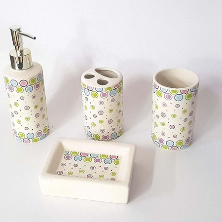 Set 4 Pezzi Bagno Cerchi Colorati Esy_52100 Ceramica Dispenser Sapone Spazzolini Set da Bagno Trade Shop italia - Napoli, Commerciovirtuoso.it