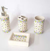 Set-4-Pezzi-Bagno-Cerchi-Colorati--52100-Ceramica-Dispenser-Sapone-Spazzolini