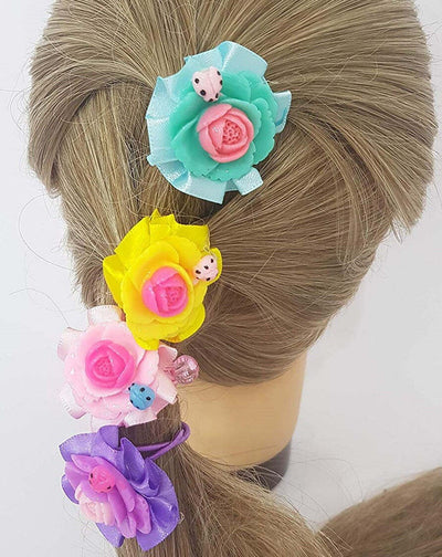 Set 4 Pezzi Codini Codino Fiori Colorati Elastici Bambina Ragazza Capelli Coda Fermacapelli Trade Shop italia - Napoli, Commerciovirtuoso.it