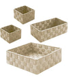 Set 4 Pezzi Contenitori Beige Scatola In Tessuto Organizer Porta Oggetti 79063