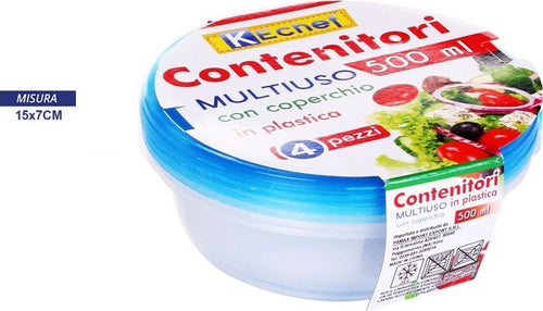 Set 4 Pezzi Contenitori Multiuso Tondo Con Coperchio In Plastica 500 Ml Cucina Casa, arredamento e bricolage > Cucina > Barattoli e Contenitori Trade Shop italia - Napoli, Commerciovirtuoso.it