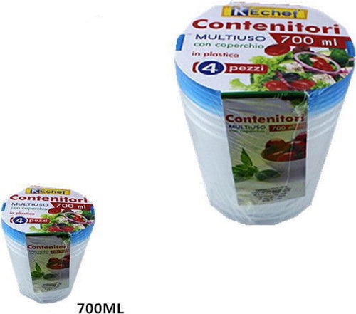 Set 4 Pezzi Contenitori Multiuso Tondo Con Coperchio In Plastica 700 Ml Cucina Casa, arredamento e bricolage > Cucina > Barattoli e Contenitori Trade Shop italia - Napoli, Commerciovirtuoso.it