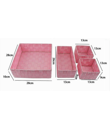 Set 4 Pezzi Contenitori Rosa Scatola In Tessuto Organizer Porta Oggetti 79065