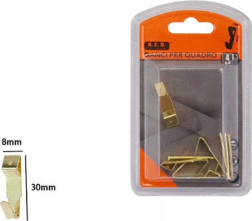 Set 4 Pezzi Ganci Dorati Per Quadri Quadro Cornici Appendere Parete 8x30mm 07527 Casa e cucina/Hobby creativi/Cornici/Ganci appendi quadri Trade Shop italia - Napoli, Commerciovirtuoso.it