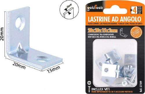 Set 4 Pezzi Lastrine Lastrina Ad Angolo?20x20x15x2mm Con Viti Per Mobili 57109 Fai da te/Ferramenta/Chiodi viti ed elementi di fissaggio/Staffa Trade Shop italia - Napoli, Commerciovirtuoso.it