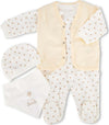 Set-4-Pezzi-Neonato-Baby-Irge-Per-Bimbo-O-Bimba-In-Cotone-Organico-Da-1-A-9-Mesi-Con-Tutina,-Cardigan-Cappellino-E-Bavaglino