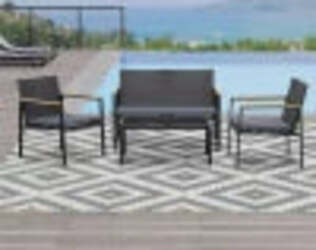 Set-4-Pezzi-Salotto-da-Esterni-con-2-Sedie,-Divano-e-Tavolino-Mobili-da-Giardino-in-Rattan-e-Acciaio-Nero-860-092