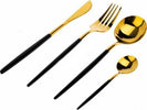 Set 4 posate da tavola in acciaio inox con finitura ora e nero opaco un set per una persona per apparecchiatura tradizionale Prima infanzia/Allattamento e pappa/Stoviglie/Posate/Set di posate Puleo Casa - Palermo, Commerciovirtuoso.it