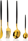 Set 4 posate da tavola in acciaio inox con finitura ora e nero opaco un set per una persona per apparecchiatura tradizionale Prima infanzia/Allattamento e pappa/Stoviglie/Posate/Set di posate Puleo Casa - Palermo, Commerciovirtuoso.it