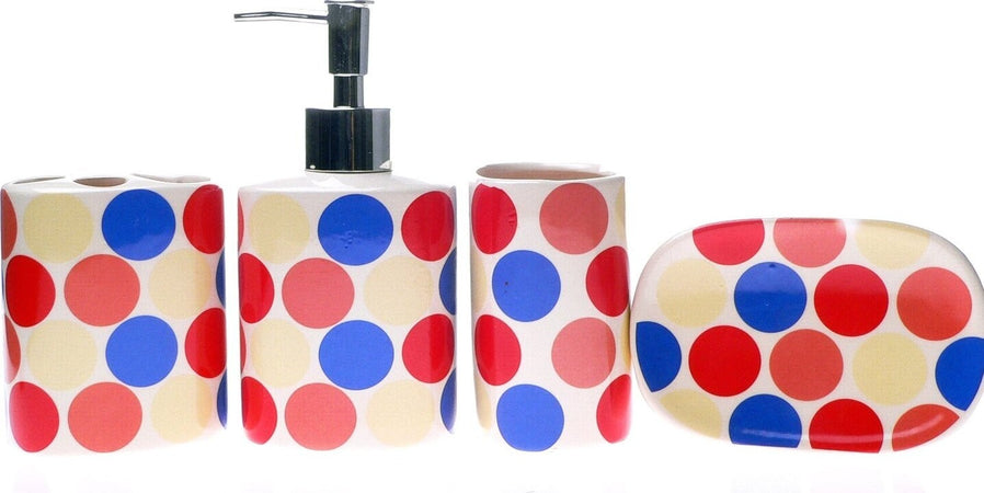 SET 4 PZ ACCESSORI BAGNO DISPENSER SAPONE PORTA SPAZZOLINI COSMETICI PENNELLI  Trade Shop italia - Napoli, Commerciovirtuoso.it