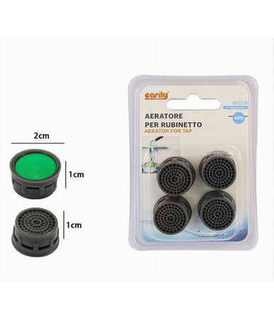 Set 4 Pz Aeratore Per Rubinetto Lavabo Bagno Cucina 2x1cm Filtro Accessori 69381
