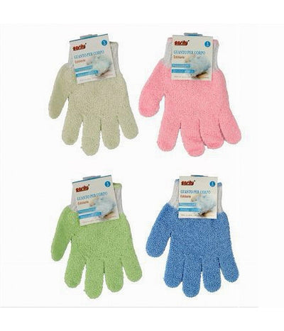 Set 4 Pz Guanto Doccia Bagno Massaggio Esfoliante Pelle Corpo Vari Colori 79287