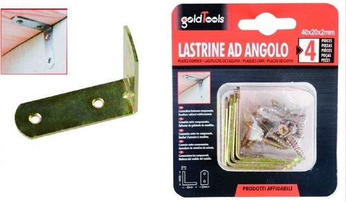 Set 4 Pz Lastrina Lastrine Ad Angolo Forma L 40x20x2mm Con Viti Per Mobili 91217 Fai da te/Ferramenta/Chiodi viti ed elementi di fissaggio/Staffa Trade Shop italia - Napoli, Commerciovirtuoso.it