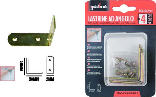 Set 4 Pz Lastrina Lastrine Ad Angolo Forma L 50x20x2mm Con Viti Per Mobili 91218 Fai da te/Ferramenta/Chiodi viti ed elementi di fissaggio/Staffa Trade Shop italia - Napoli, Commerciovirtuoso.it