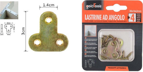 Set 4 Pz Lastrina Lastrine Ad Angolo Forma T 30x14x2mm Con Viti Per Mobili 91222 Fai da te/Ferramenta/Chiodi viti ed elementi di fissaggio/Staffa Trade Shop italia - Napoli, Commerciovirtuoso.it
