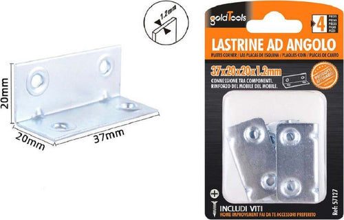 Set 4 Pz Lastrine Lastrina Ad Angolo Angolare 37x20x20x1.2 Mm Viti Mobili 57127 Fai da te/Ferramenta/Chiodi viti ed elementi di fissaggio/Staffa Trade Shop italia - Napoli, Commerciovirtuoso.it