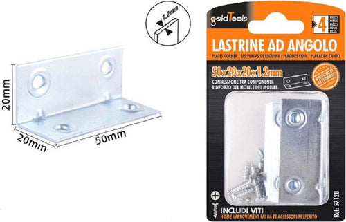 Set 4 Pz Lastrine Lastrina Ad Angolo Angolare 50x20x20x1.2 Mm Viti Mobili 57128 Fai da te/Ferramenta/Chiodi viti ed elementi di fissaggio/Staffa Trade Shop italia - Napoli, Commerciovirtuoso.it