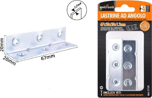 Set 4 Pz Lastrine Lastrina Ad Angolo Angolare 67x20x20x1.2mm Viti Mobili 57129 Fai da te/Ferramenta/Chiodi viti ed elementi di fissaggio/Staffa Trade Shop italia - Napoli, Commerciovirtuoso.it